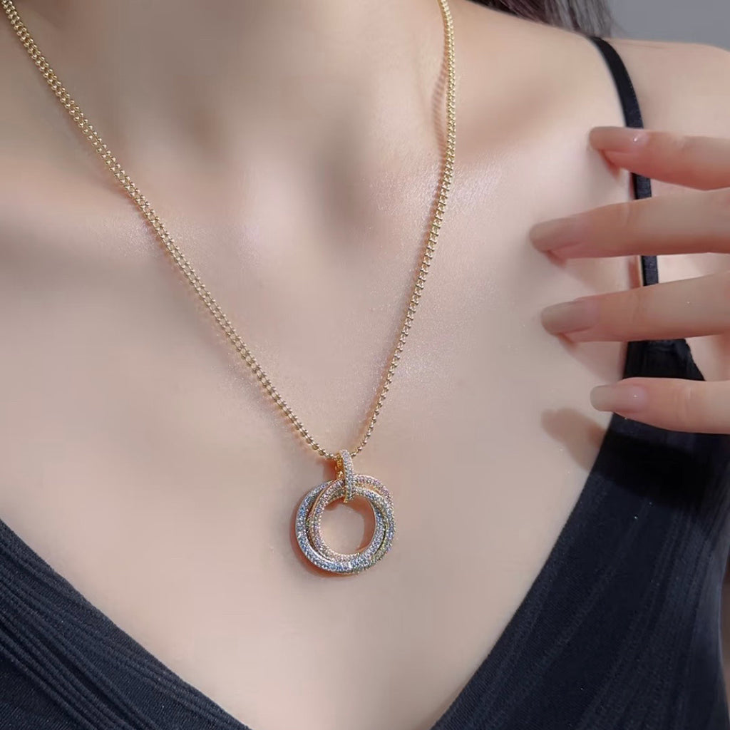 [✨ROSE💎]TRINITY LARGE FULL DIAMOND  NECKLACE