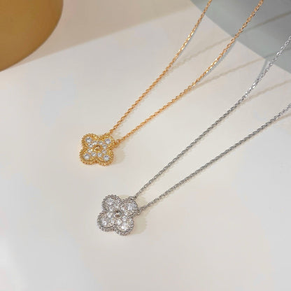 [✨ROSE💎]CLOVER 15MM DIAMOND SINGLE FLOWER NECKLACE