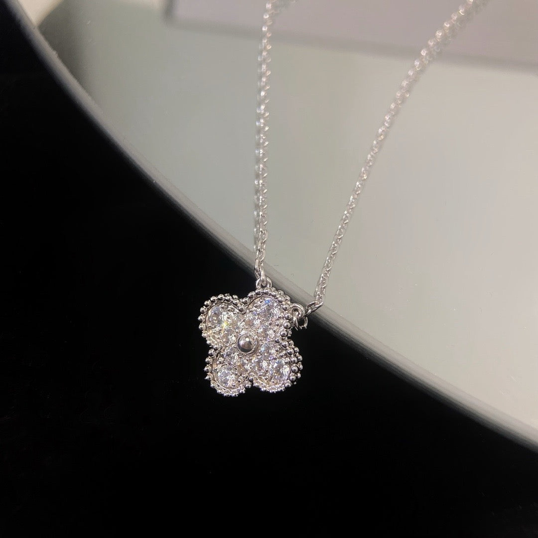[✨ROSE💎]CLOVER 15MM DIAMOND SINGLE FLOWER NECKLACE