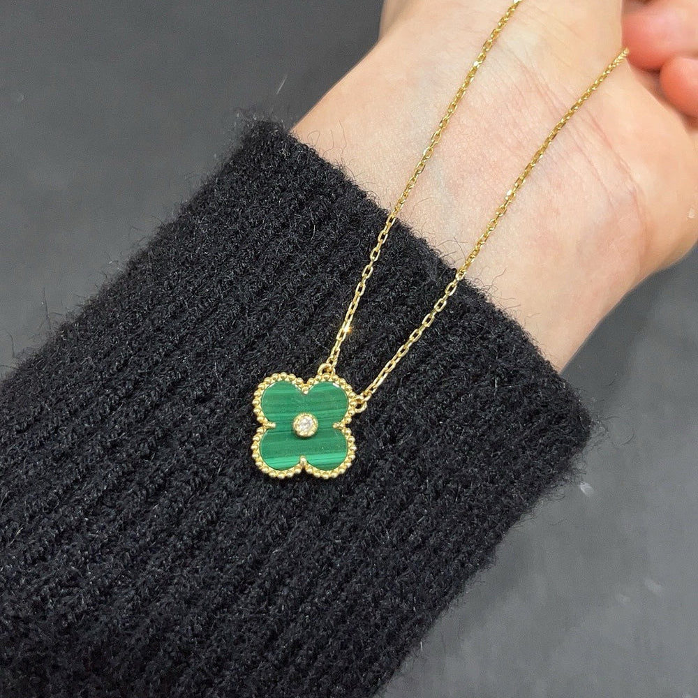 [✨ROSE💎]CLOVER 15MM DIAMOND TURQUOISE NECKLACE