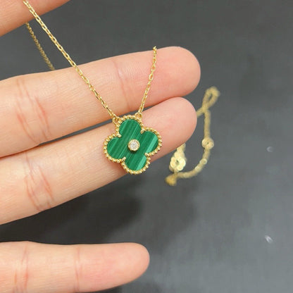 [✨ROSE💎]CLOVER 15MM DIAMOND TURQUOISE NECKLACE