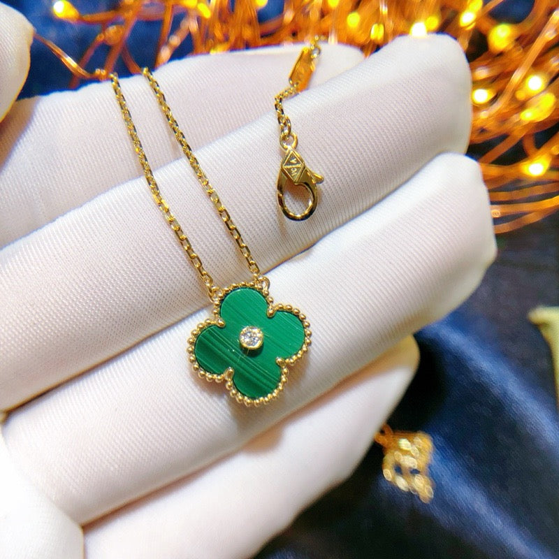 [✨ROSE💎]CLOVER 15MM DIAMOND TURQUOISE NECKLACE