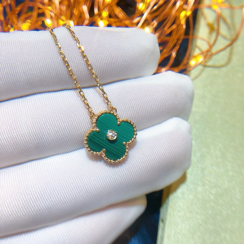 [✨ROSE💎]CLOVER 15MM DIAMOND TURQUOISE NECKLACE