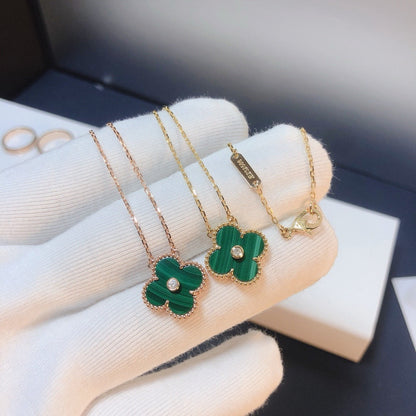 [✨ROSE💎]CLOVER 15MM DIAMOND TURQUOISE NECKLACE