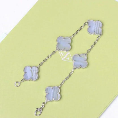 [✨ROSE💎] CLOVER 5 MOTIF PURPLE CHALCEDONY BRACELET COLLECTION