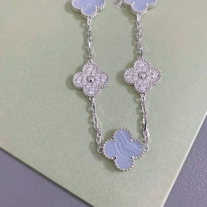 [✨ROSE💎] CLOVER 5 MOTIF PURPLE CHALCEDONY BRACELET COLLECTION