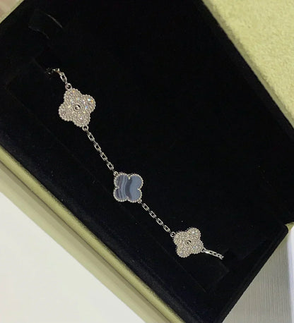 [✨ROSE💎] CLOVER 5 MOTIF PURPLE CHALCEDONY BRACELET COLLECTION