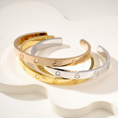[✨ROSE💎]LOVE BRACELET 6.1MM 1 DIAMOND OPEN CUFF