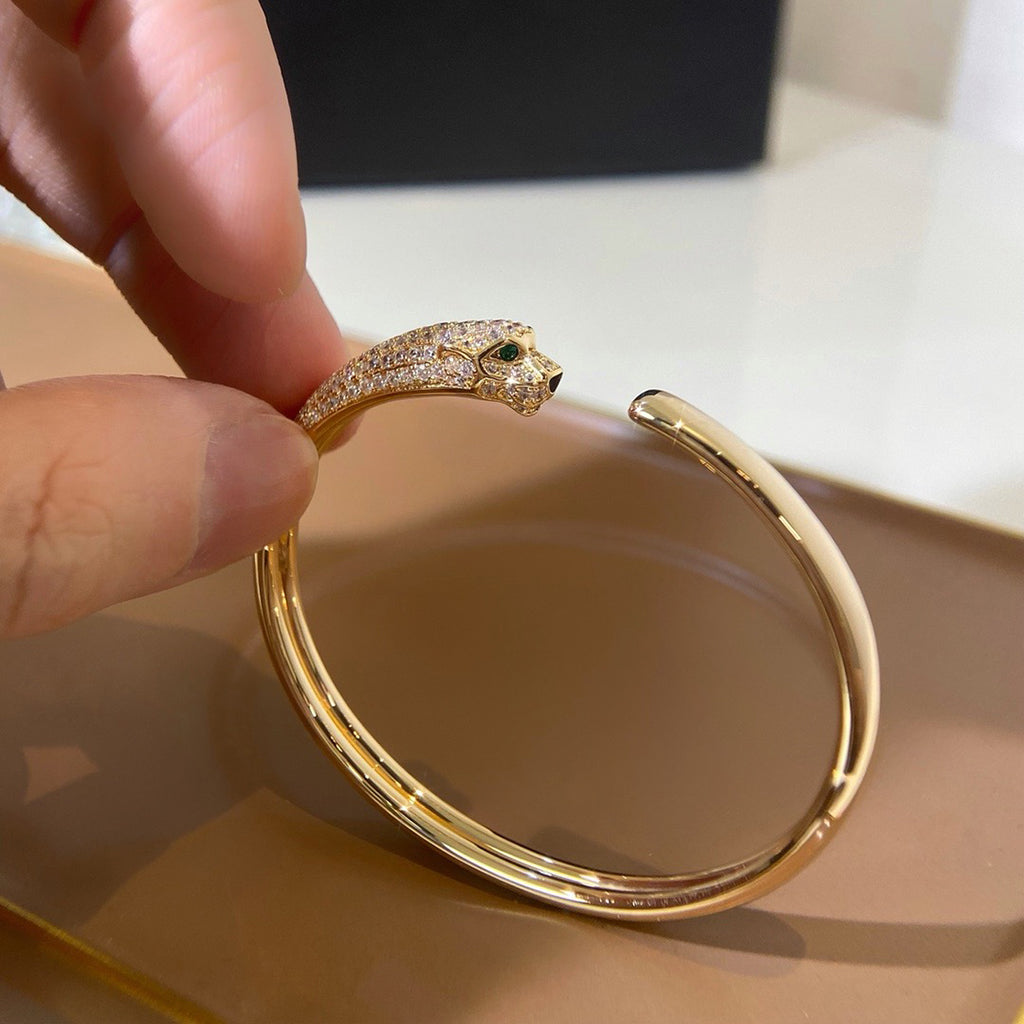 [✨ROSE💎]PANTHERE HALF DIAMOND OPEN BRACELET