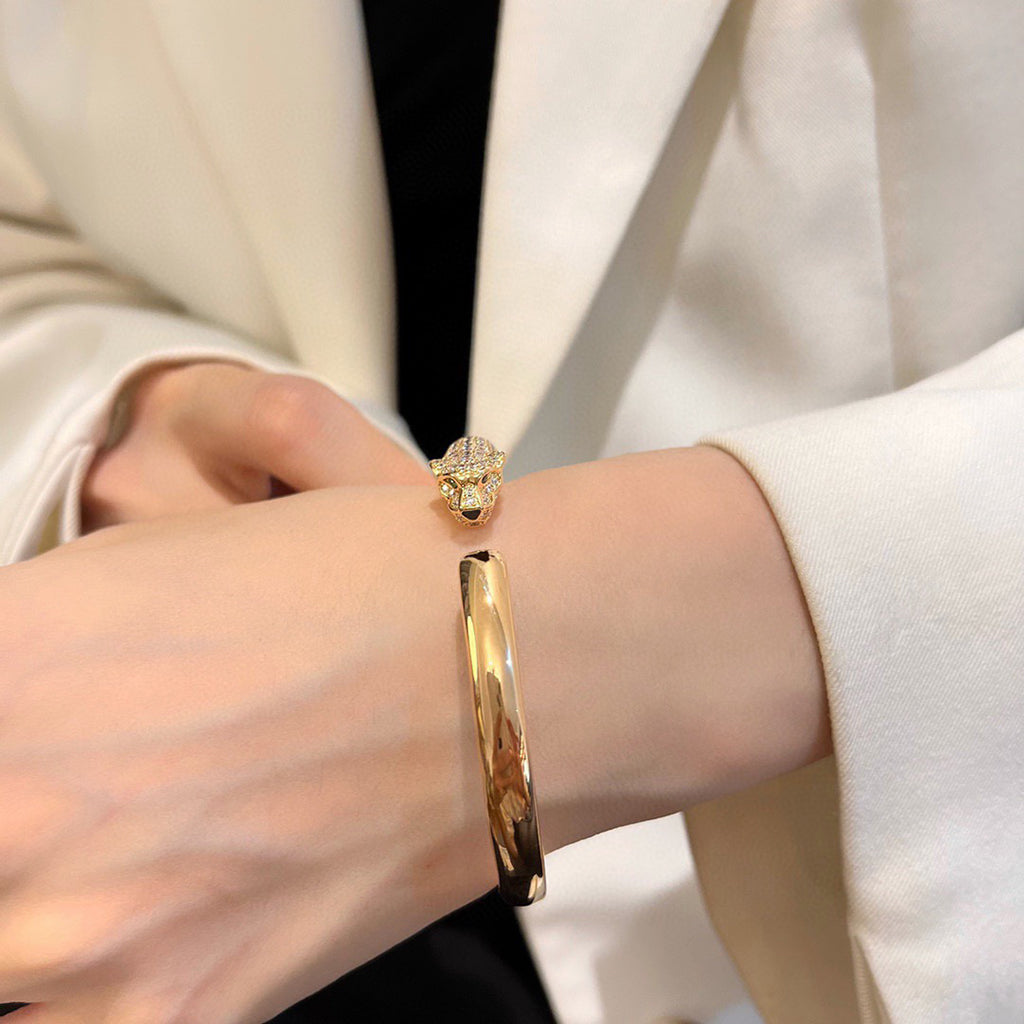 [✨ROSE💎]PANTHERE HALF DIAMOND OPEN BRACELET
