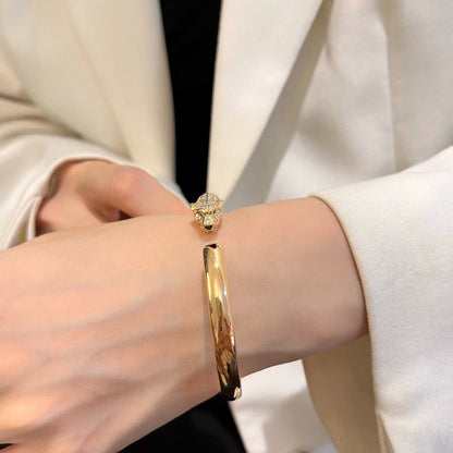 [✨ROSE💎]PANTHERE HALF DIAMOND OPEN BRACELET