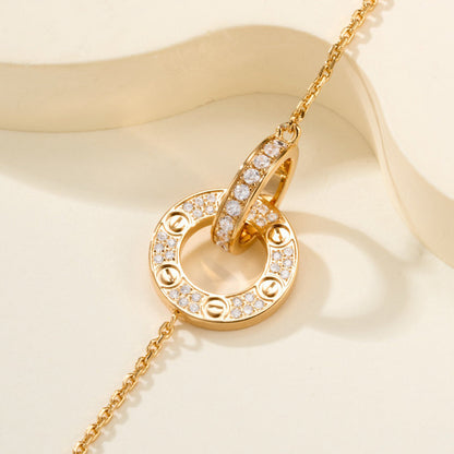 [✨ROSE💎]LOVE DOUBLE RING FULL DIAMOND BRACELET