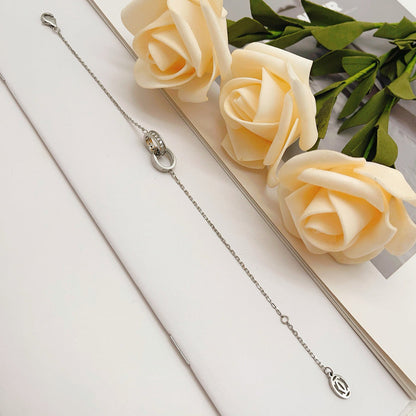 [✨ROSE💎]LOVE DOUBLE RING HALF DIAMOND BRACELET