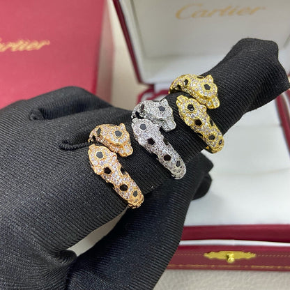 [✨ROSE💎]PANTHERE DOUBLE HEADED FULL DIAMOND  RING