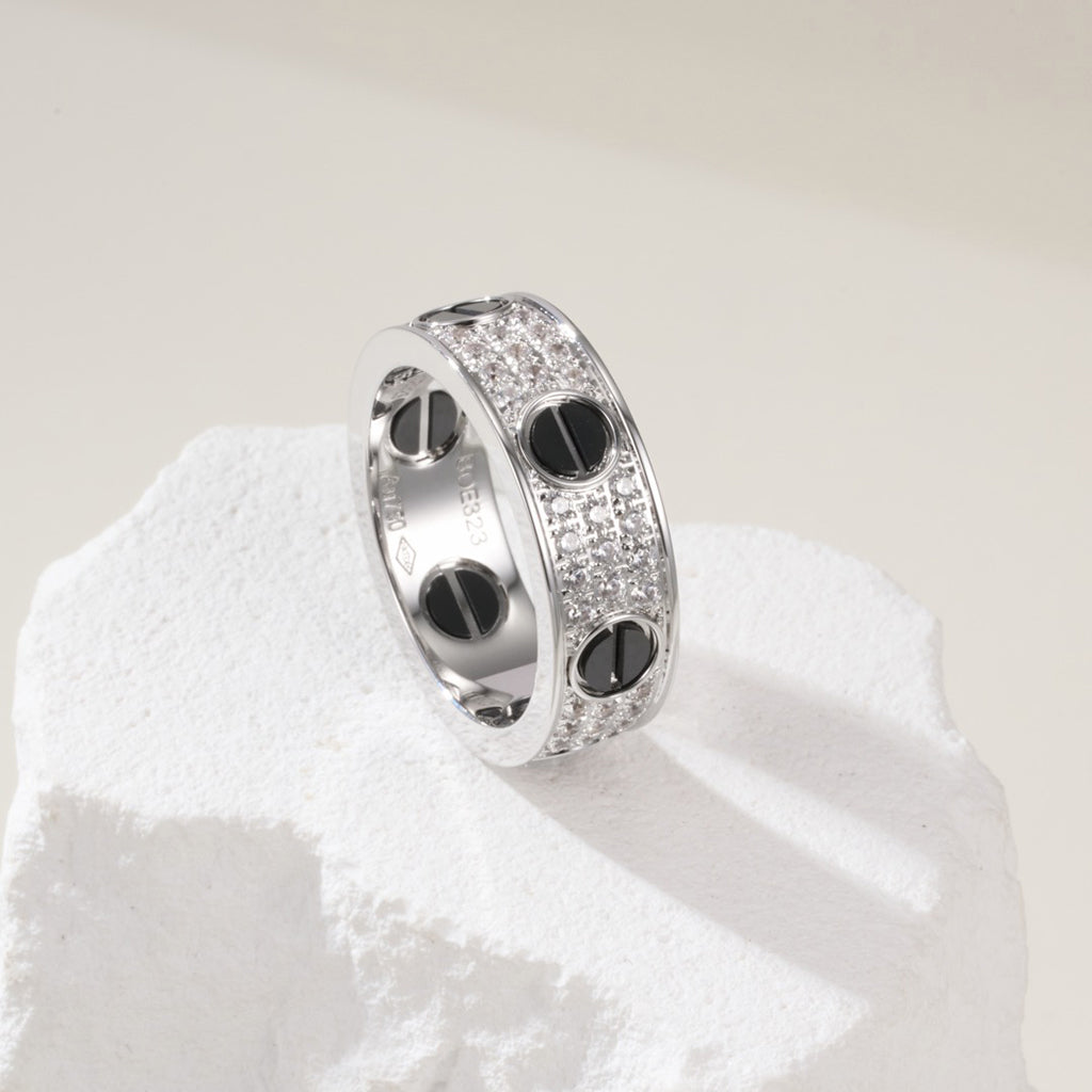 [✨ROSE💎]LOVE RING 5.5MM DIAMONDS PAVED CERAMIC
