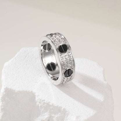 [✨ROSE💎]LOVE RING 5.5MM DIAMONDS PAVED CERAMIC