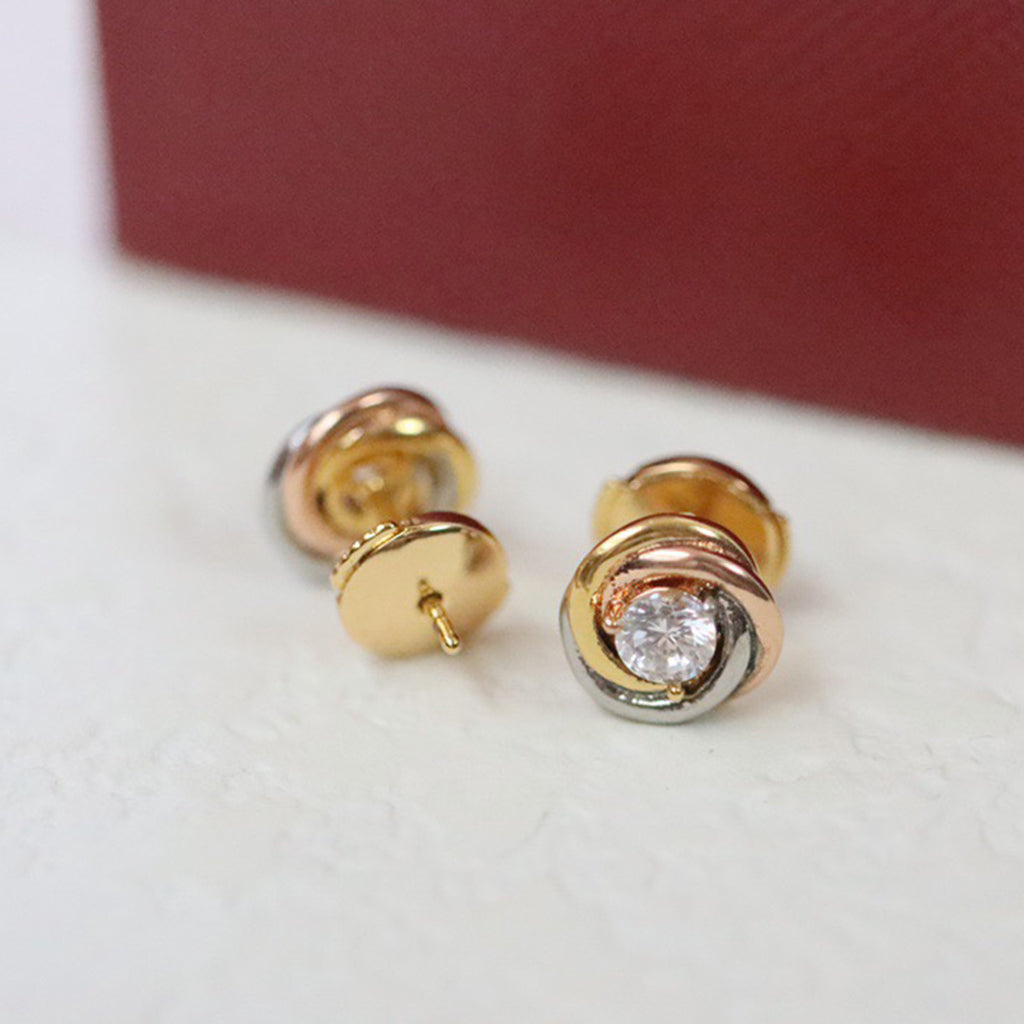 [✨ROSE💎]TRINITY STUD DIAMOND EARRINGS