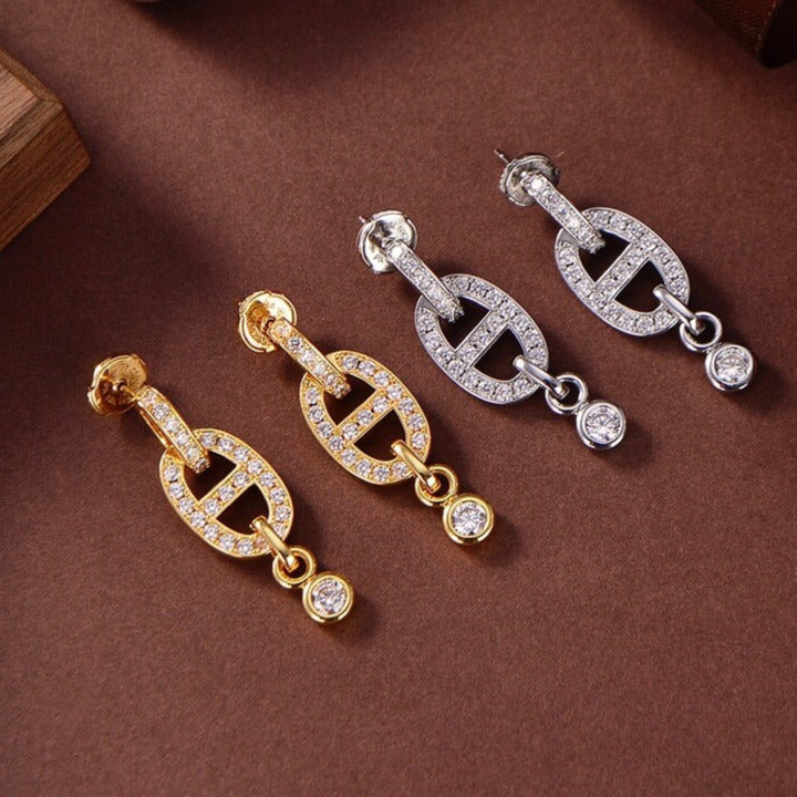 [✨ROSE💎]HM CHAINE DIAMOND EARRINGS