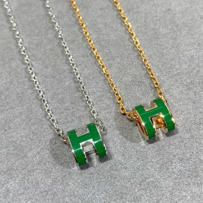 [✨ROSE💎]POP H GREEN NECKLACE SILVER AND GOLD