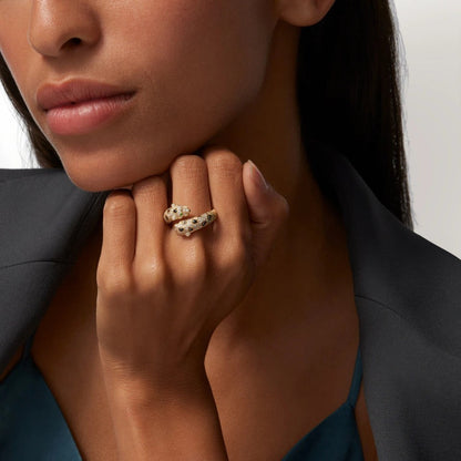 [✨ROSE💎]PANTHERE DOUBLE HEADED FULL DIAMOND  RING