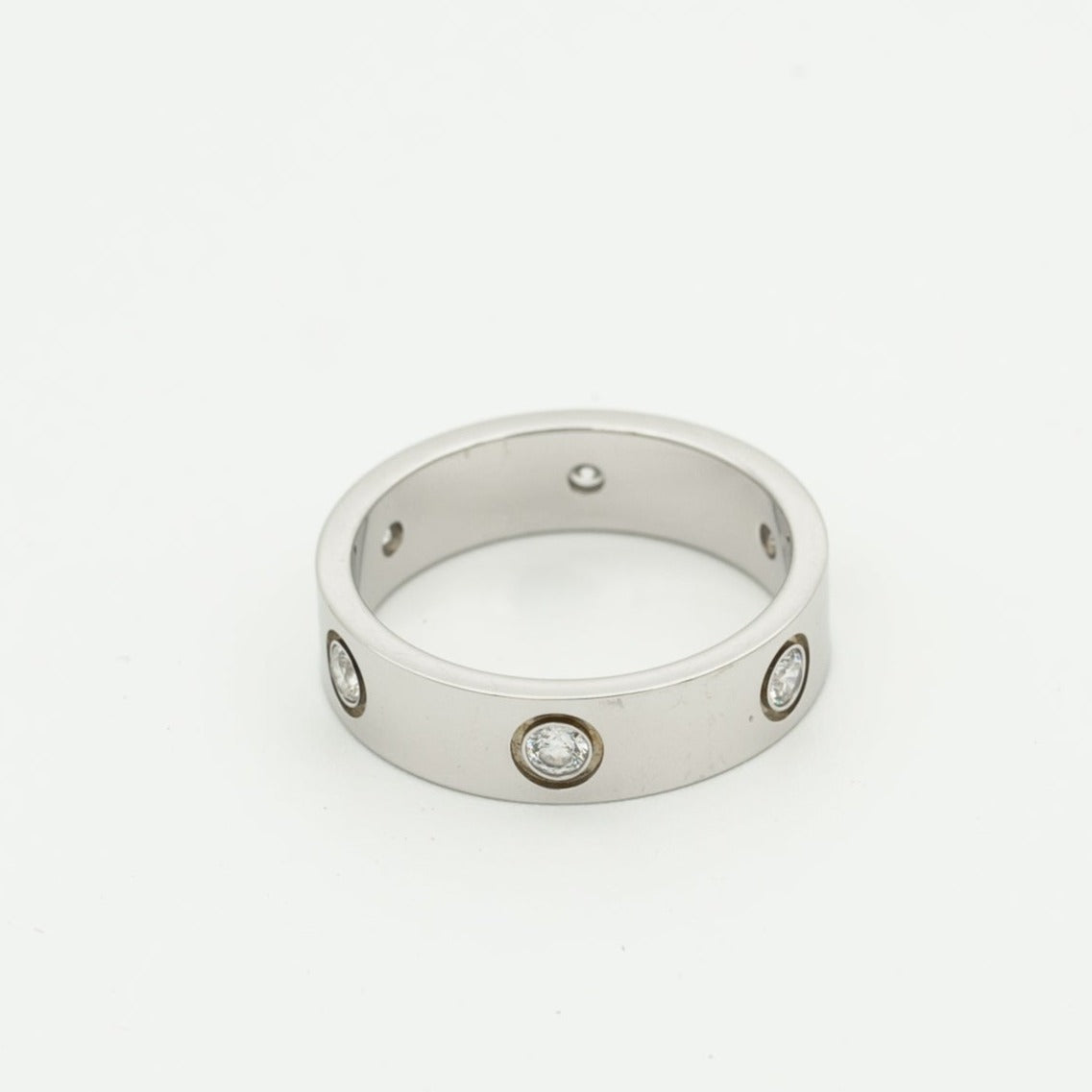 [✨ROSE💎]LOVE RING 5.5MM 6 DIAMONDS SILVER