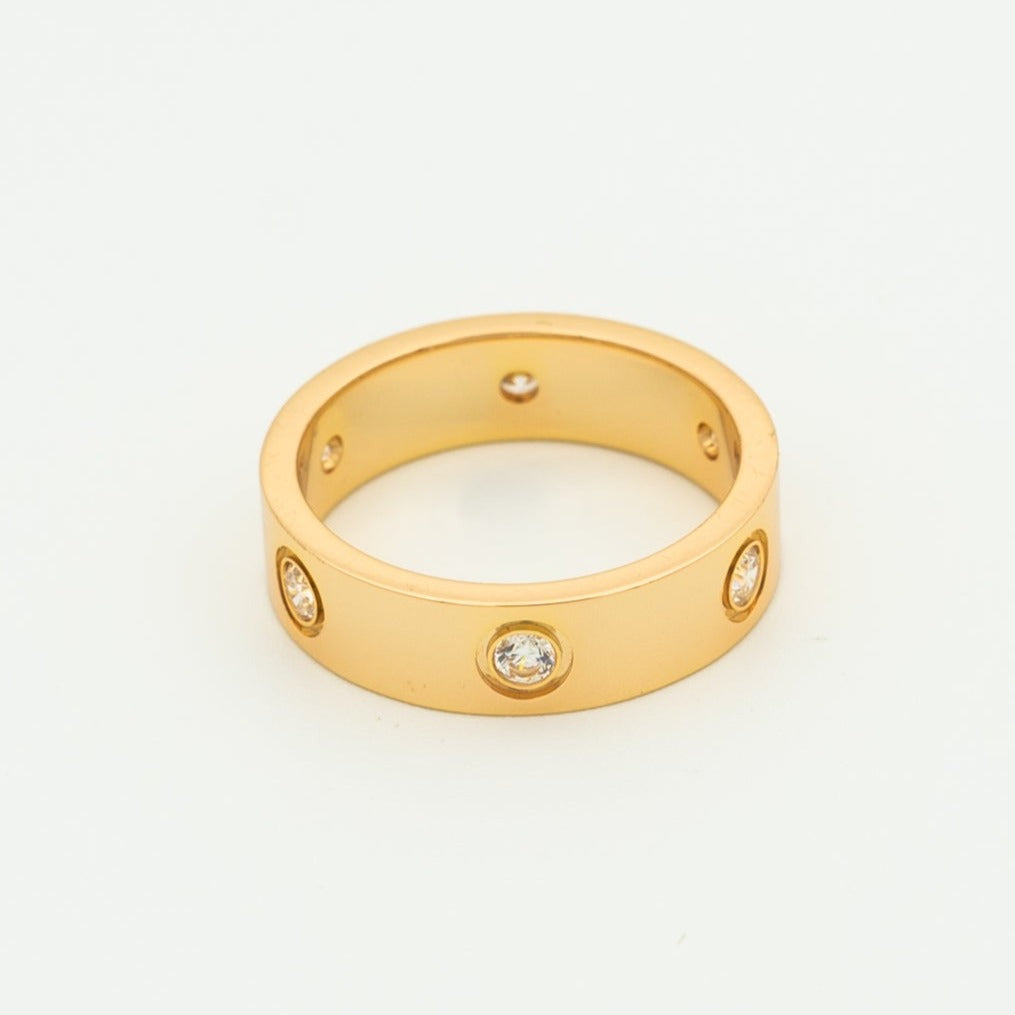 [✨ROSE💎]LOVE RING 5.5MM 6 DIAMONDS PINK GOLD