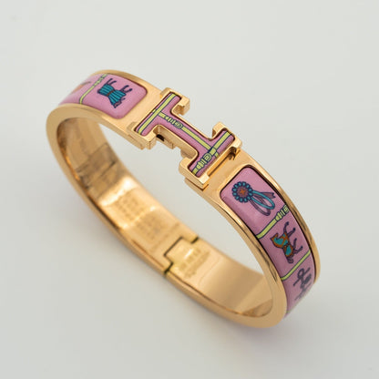 [✨ROSE💎]H PINK GOLD BRACELET PINK CERAMIC