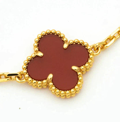 [✨ROSE💎] CLOVER 5 MOTIF RED CORNELIAN BRACELET COLLECTION