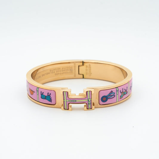[✨ROSE💎]H PINK GOLD BRACELET PINK CERAMIC