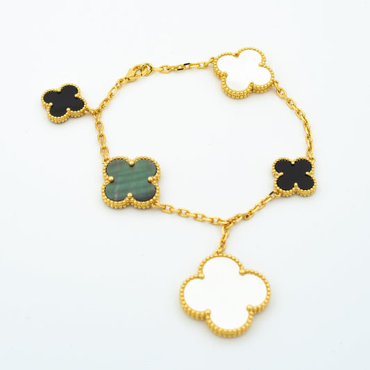 [✨ROSE💎]CLOVER BRACELET 5 MOTIFS ONYX MOP