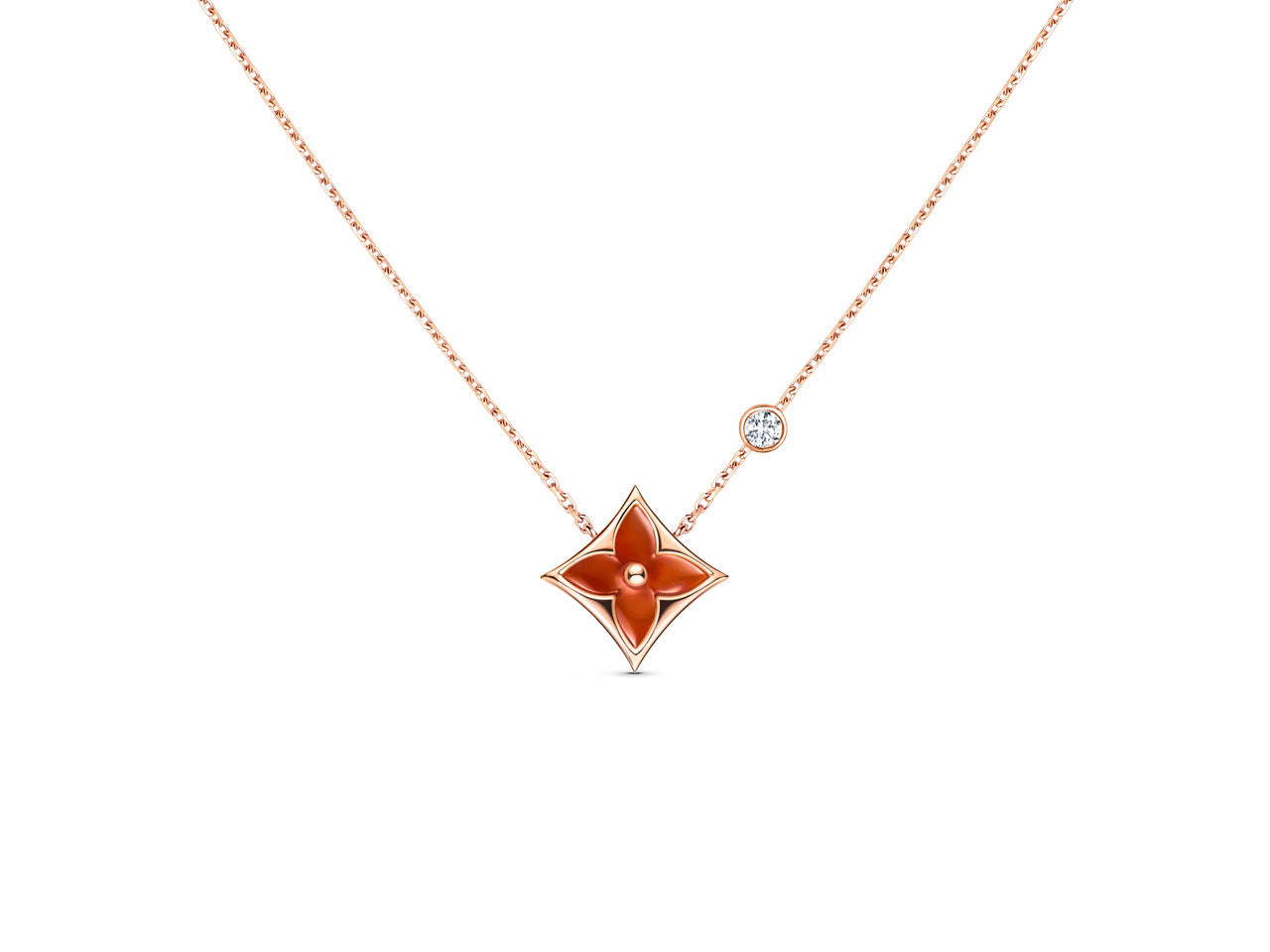 [✨ROSE💎]STAR NECKLACE PINK GOLD 1 DIAMOND