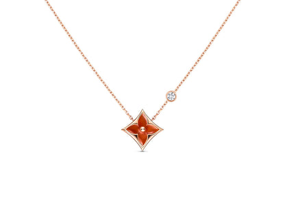 [✨ROSE💎]STAR NECKLACE PINK GOLD 1 DIAMOND