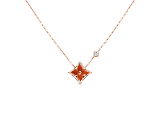[✨ROSE💎]STAR NECKLACE PINK GOLD 1 DIAMOND