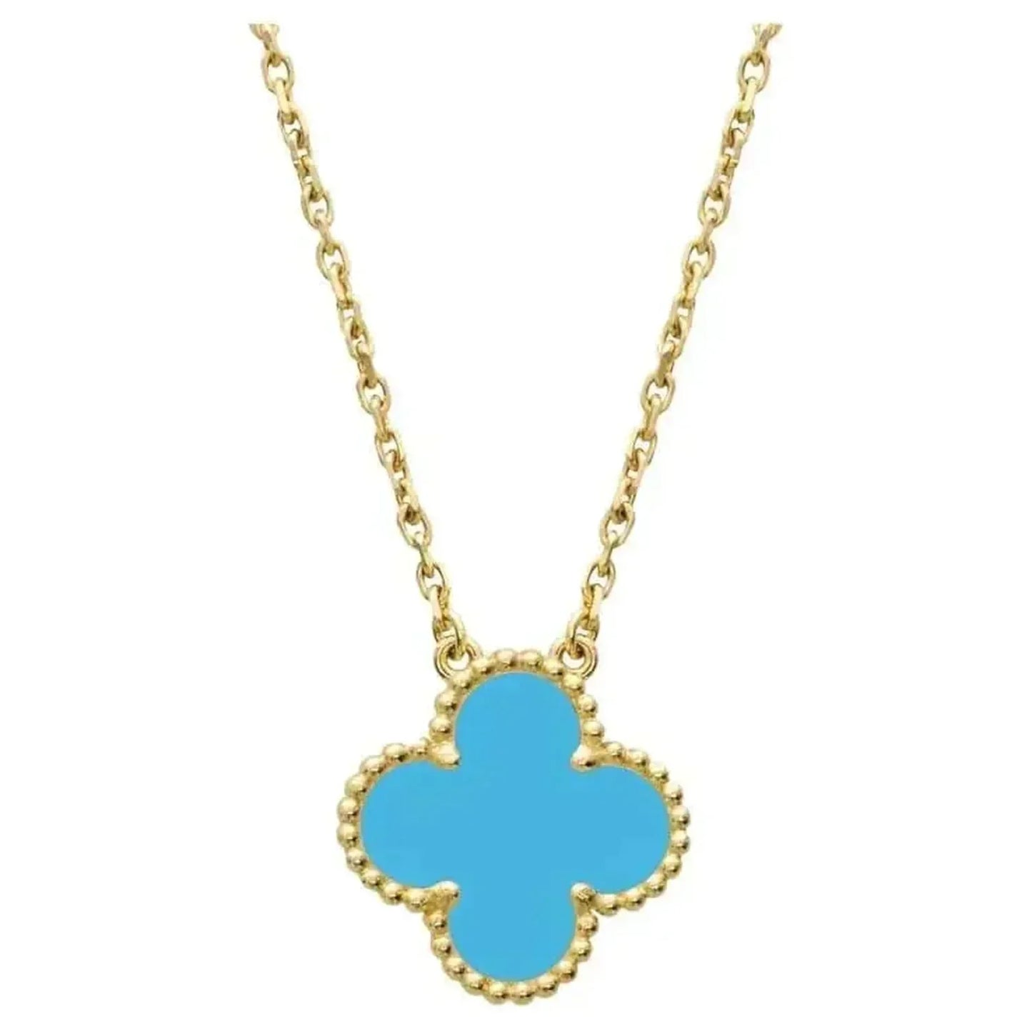 [✨ROSE💎]CLOVER 15MM VINTAGE TURQUOISE NECKLACE