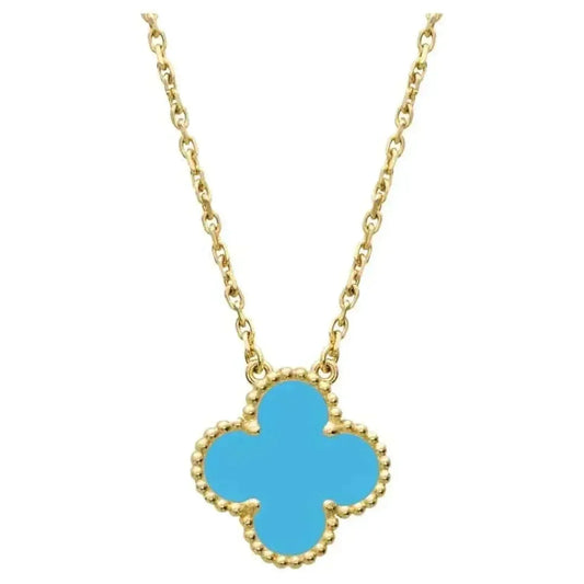 [✨ROSE💎]CLOVER 15MM VINTAGE TURQUOISE NECKLACE