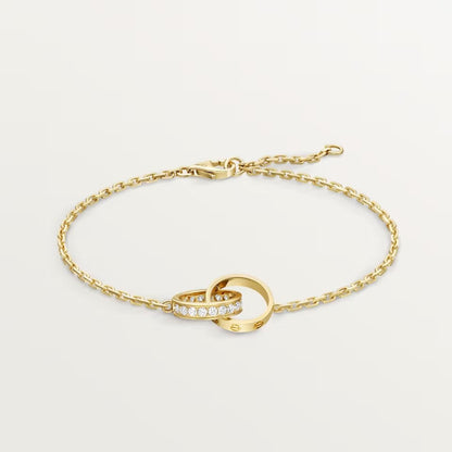 [✨ROSE💎]LOVE DOUBLE RING HALF DIAMOND BRACELET