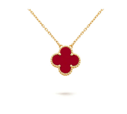 [✨ROSE💎]CLOVER 15MM CARNELIAN SINGLE FLOWER NECKLACE