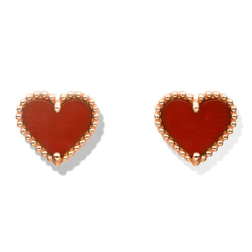 [✨ROSE💎]HEART CARNELIAN STUD EARRINGS