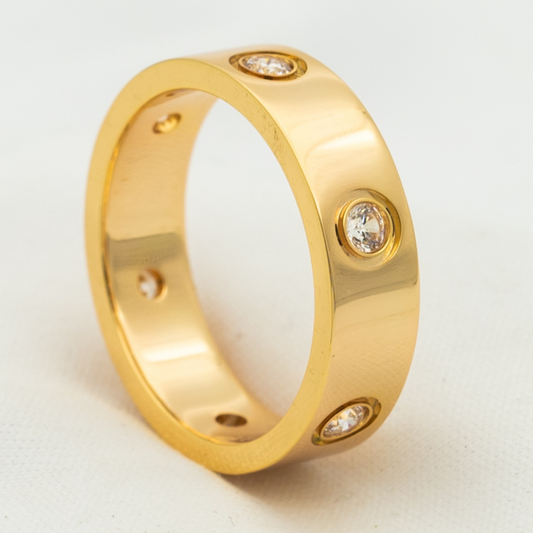 [✨ROSE💎]LOVE RING 5.5MM 6 DIAMONDS PINK GOLD