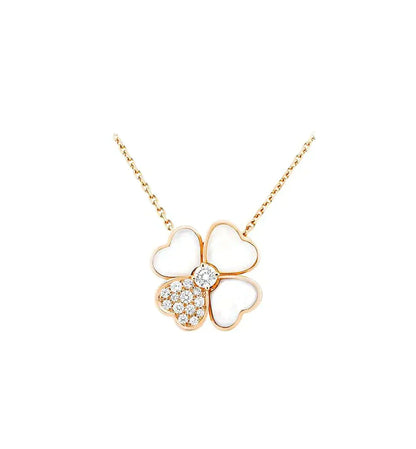 [✨ROSE💎]CLOVER MOP DIAMOND ROSE GOLD NECKLACE