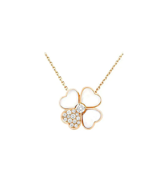 [✨ROSE💎]CLOVER MOP DIAMOND ROSE GOLD NECKLACE