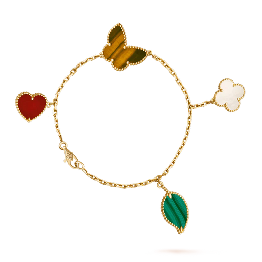 [✨ROSE💎]LUCKY SPRING 5 MOTIF GOLD BRACELET