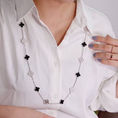 [✨ROSE💎]CLOVER 20 MOTIFS ONYX DIAMOND SILVER