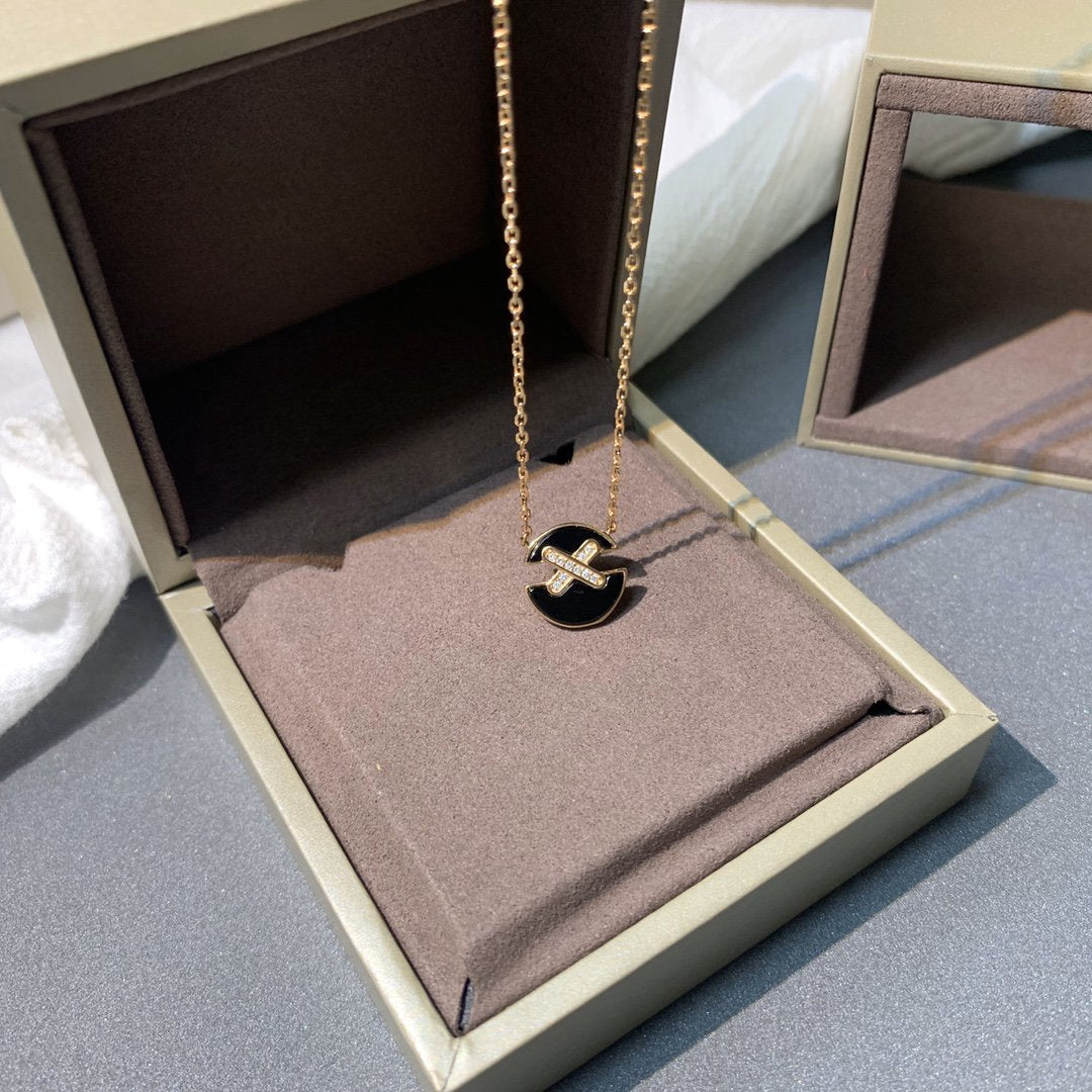 [✨ROSE💎]JEUX DE PINK GOLD DIAMOND NECKLACE