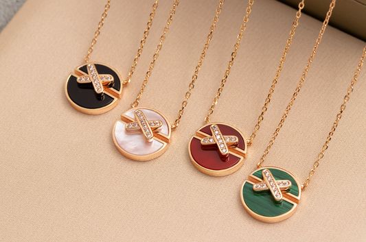[✨ROSE💎]JEUX DE PINK GOLD DIAMOND NECKLACE