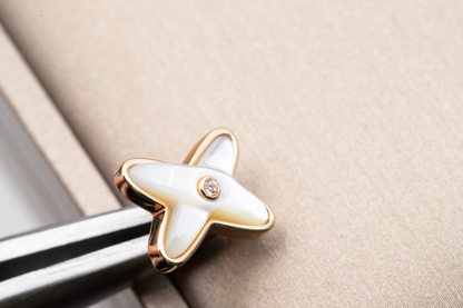 [✨ROSE💎]JEUX DE WHITE MOP ROSE GOLD DIAMOND EARRINGS