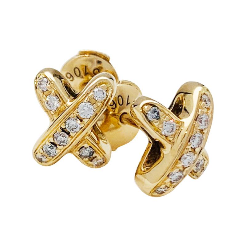[✨ROSE💎]JEUX DE GOLD DIAMOND EARRINGS