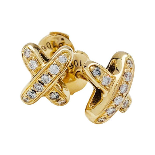 [✨ROSE💎]JEUX DE GOLD DIAMOND EARRINGS