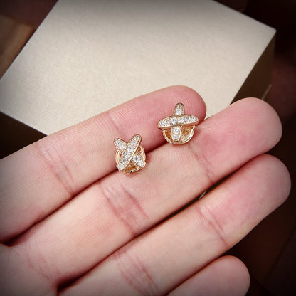 [✨ROSE💎]JEUX DE GOLD DIAMOND EARRINGS
