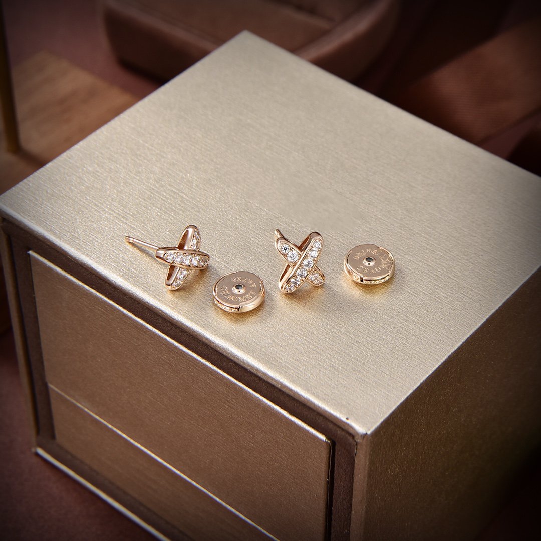 [✨ROSE💎]JEUX DE GOLD DIAMOND EARRINGS